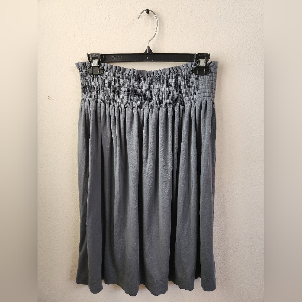 Kate‎ Quinn Skirt Bamboo Collection Smocked Waist Knee Length Blue XS